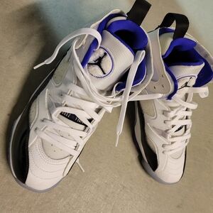 White and Blue High-Top Sneakers